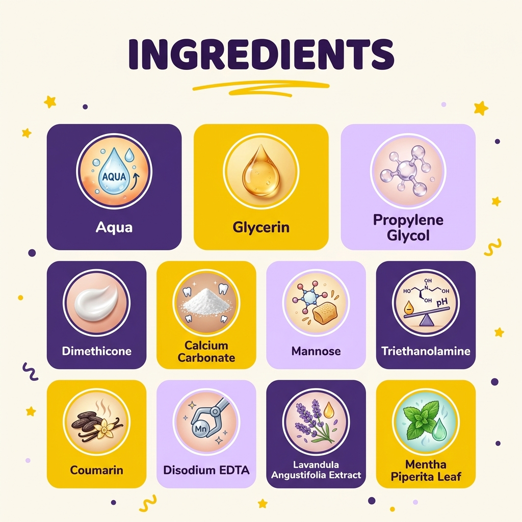 Full INCI ingredient list of BLËNK PAP+ whitening strips: Aqua, Glycerin, Propylene Glycol, Dimethicone, Calcium Carbonate, Mannose, Triethanolamine, Coumarin, Disodium EDTA, Lavandula Angustifolia Extract, Mentha Piperita Leaf